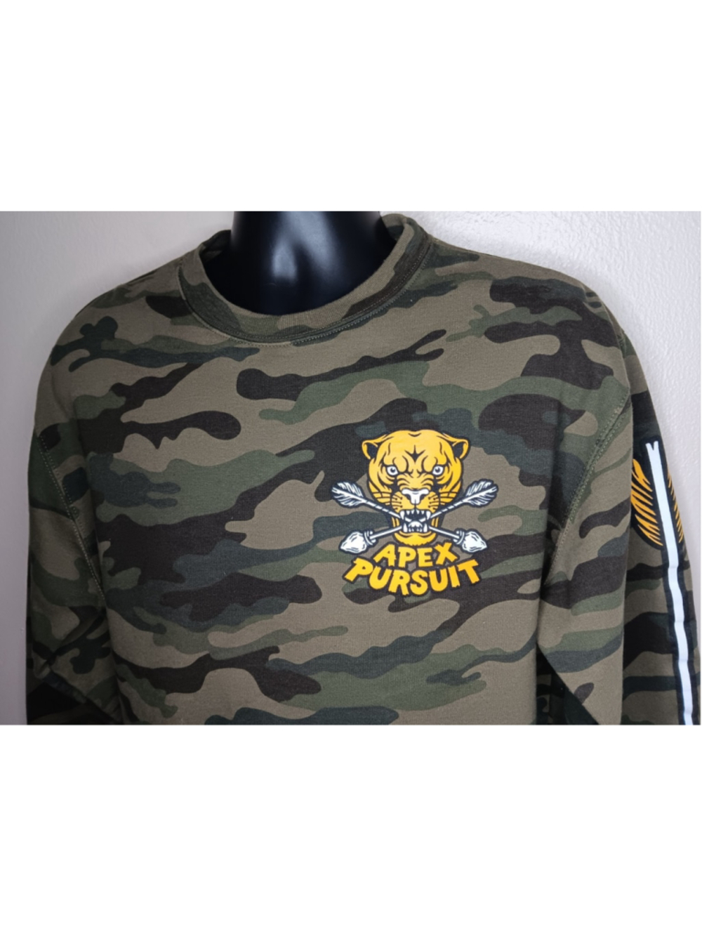 Apex Persuit Archery Adult Large Camo Sweatshirt Tiger Crewneck Bow Hunting - Picture 2 of 9